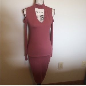 Try This Blush Pink Cold Shoulder Dress Medium